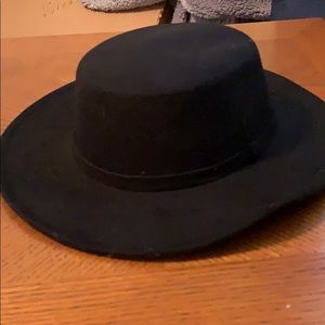 Wide brim black hat
